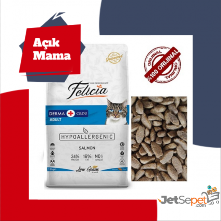 Felicia Somonlu Az Tahıllı HypoAllergenic Yetişkin Açık Kedi Maması Paketten Bölme 1 kg