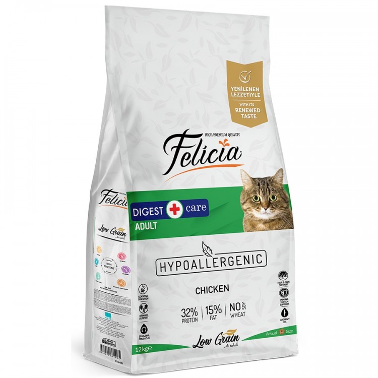 Felicia Tavuklu Az Tahıllı HypoAllergenic Yetişkin Kedi Maması 12 kg
