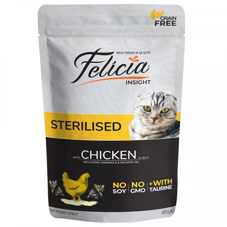 Felicia Tahılsız Sterilised Tavuklu Yaş Kedi Maması 85 gr
