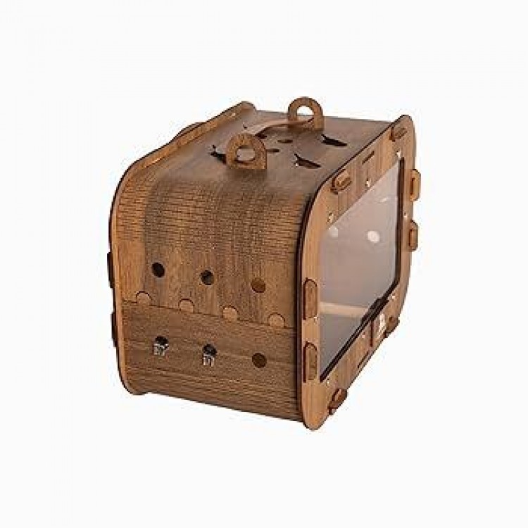 Ahşap Kuş Taşıma Çantası (30x16x20h) (Yemlik ve Suluklu)