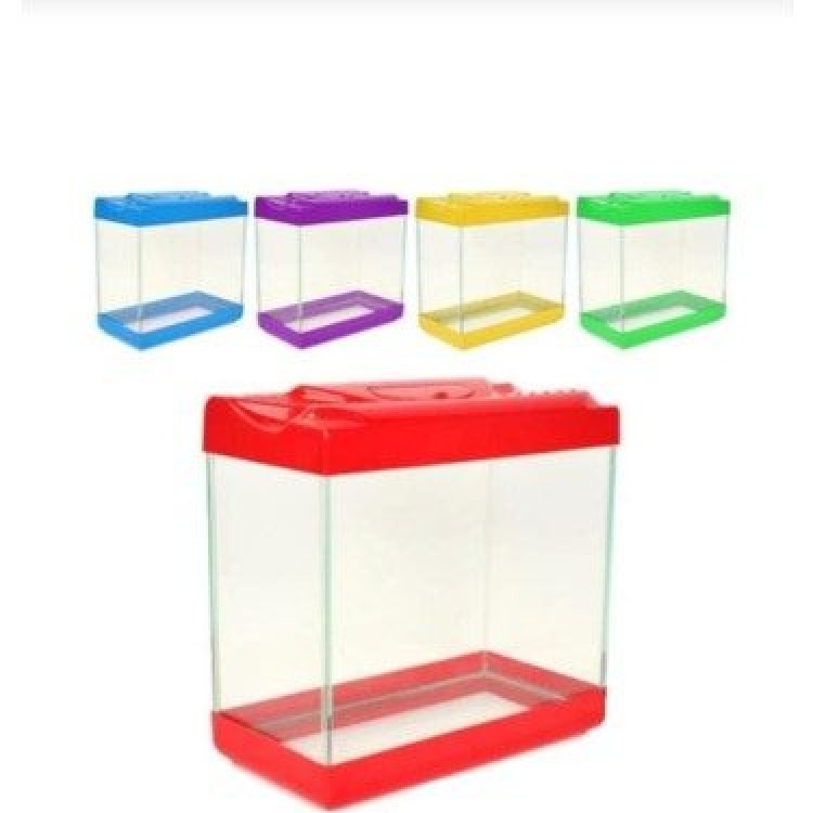 Akvaryum Plastik Renkli Kapaklı 29 x 13,5 cm