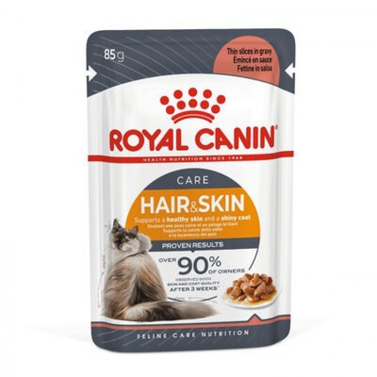 Royal Canin Hair & Skin (Yetişkin) Gtavy (Soslu) Pouch Yaş Kedi Maması 85 gr