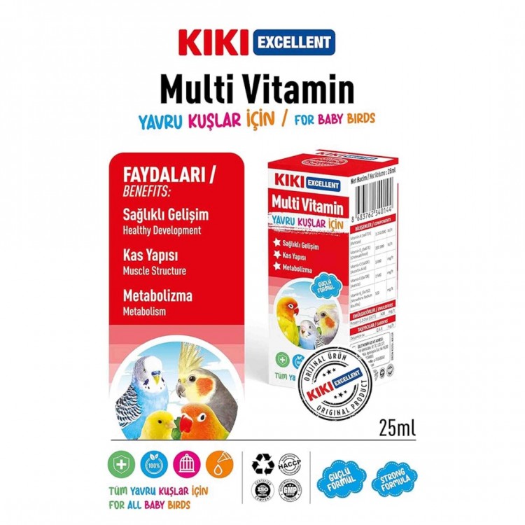 KİKİ Excellent Kuş Yavru Kuşlar İçin Multi Vitamin 25 ml